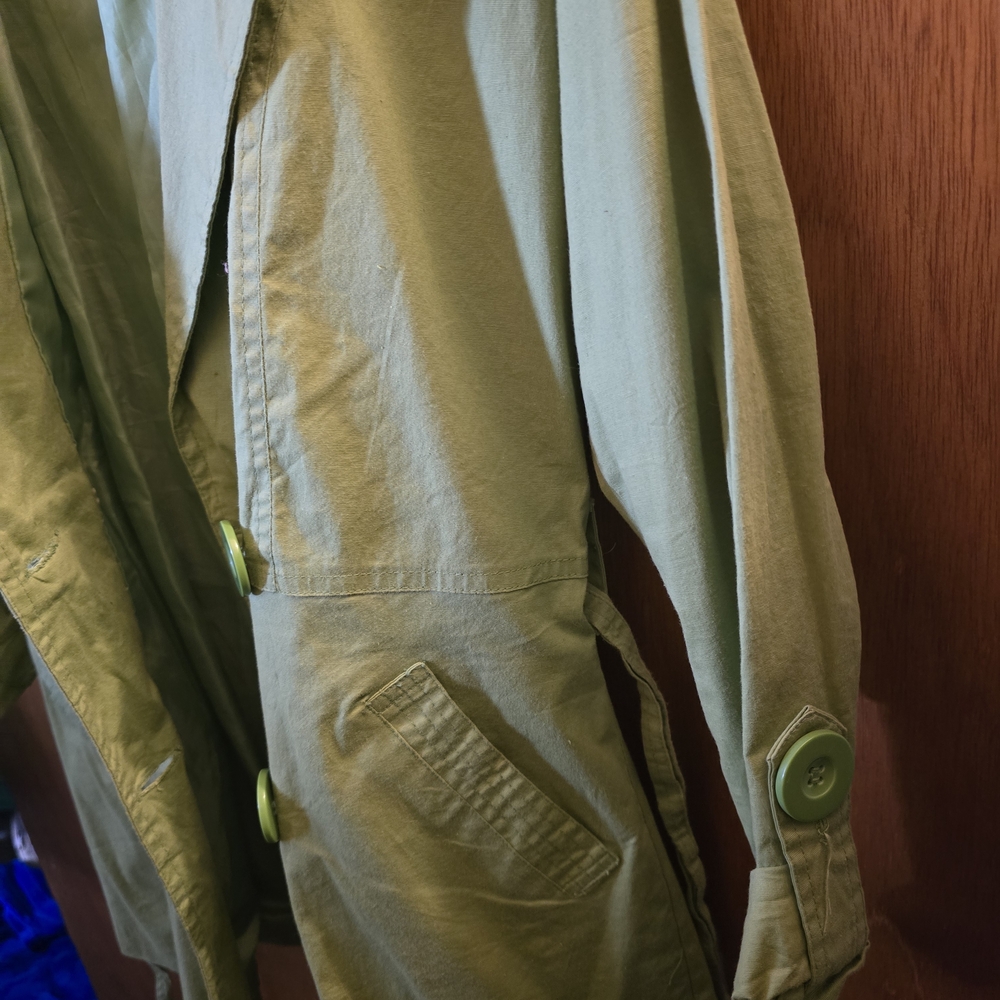 Kamikaze Green Belted Trench Coat - Picture 5 of 7